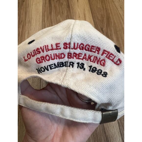 Vintage Louisville Slugger Hat Cap Strap Back White Black Baseball Mens 90s - Picture 4 of 4